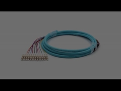 LC/UPC 12 núcleos Bundle Fan-out Fibra óptica Pigtail OM3 50/125um chaqueta acuática