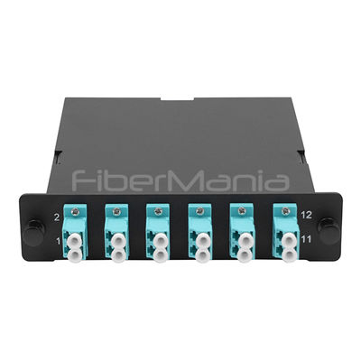 12 Fibers MTP to LC Cassette with Zirconia Ceramic Sleeves and Aluminium Body for Type A Polarity